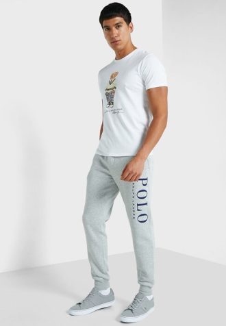 Gråa träningsbyxor med Ralph Lauren logotyp för män