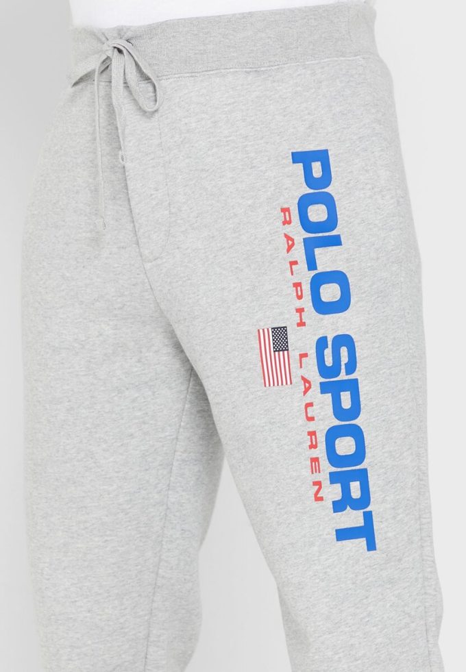 Gråa träningsbyxor med Ralph Lauren logotyp för män Gråa träningsbyxor med Ralph Lauren logotyp för män