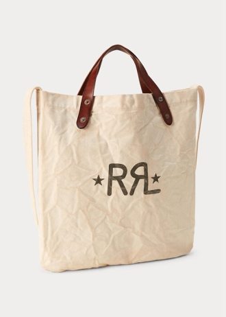 Greige Kvinnors Ralph Lauren-logotyp Canvas Market Tote Bags