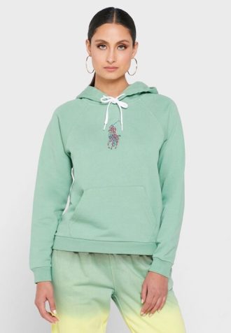 Grön dam Ralph Lauren stickad luvtröja med fickdetaljer
