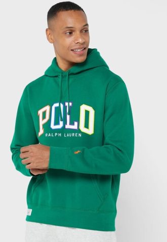 Grön luvtröja med Ralph Lauren logotyp för män