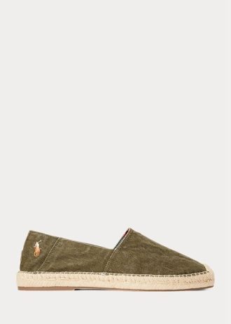 Gröna Ralph Lauren Cevio Washed Canvas Casual Skor för män
