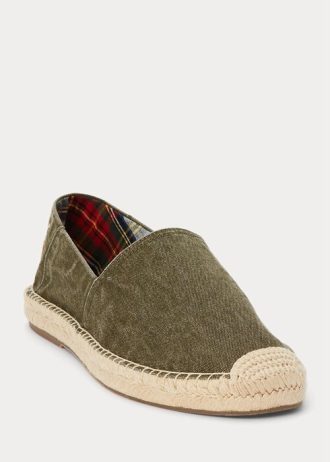 Gröna Ralph Lauren Cevio Washed Canvas Casual Skor för män