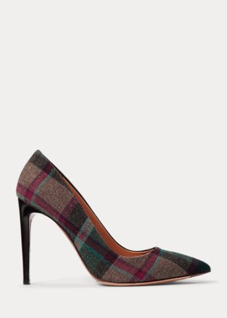 Grön/röd dam Ralph Lauren Celia Plädade ullklackar