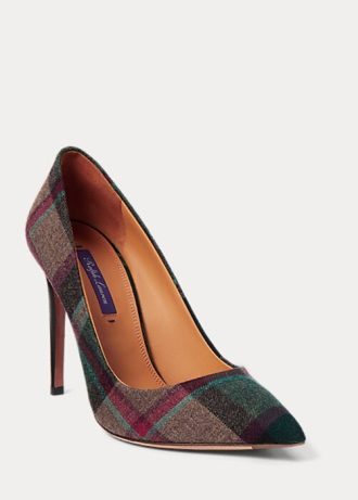 Grön/röd dam Ralph Lauren Celia Plädade ullklackar