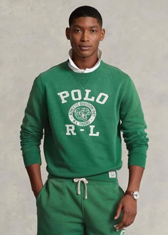 Grön tröja i fleecetröja med logotyp för män Ralph Lauren