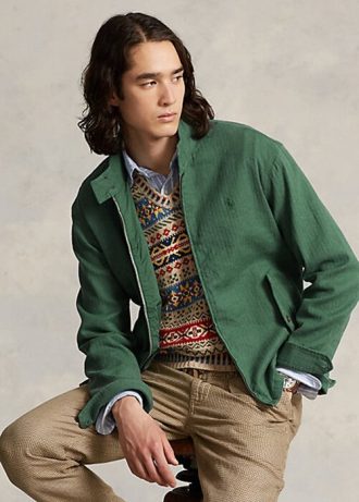 Gröna herrjackor från Ralph Lauren linneblandning fiskbenstwill