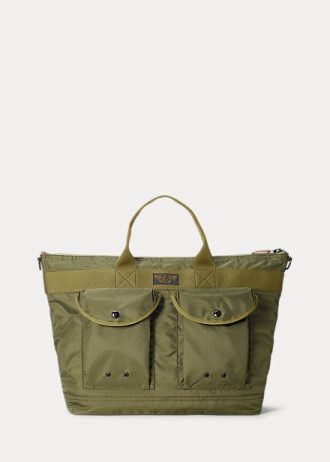 Gröna mäns Ralph Lauren Nylon Canvas Utility Messenger Bags