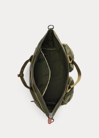 Gröna mäns Ralph Lauren Nylon Canvas Utility Messenger Bags
