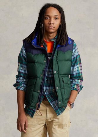 Gröna mäns Ralph Lauren Vattenavvisande dunjackor i västern Gilet