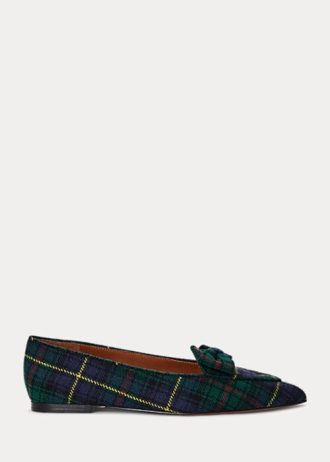 Gröna Ralph Lauren Ashtyn Plädade Loafers i ull för kvinnor