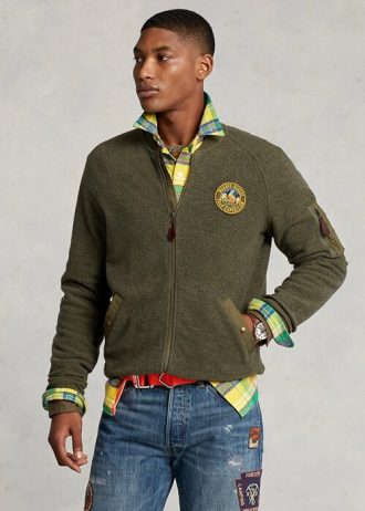 Gröna Ralph Lauren Bomberjackor i borstad fleece för män