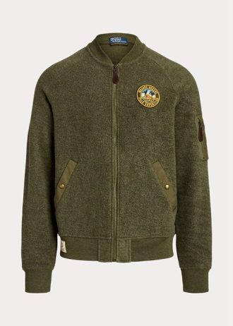 Gröna Ralph Lauren Bomberjackor i borstad fleece för män