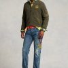Gröna Ralph Lauren Bomberjackor i borstad fleece för män Gröna Ralph Lauren Bomberjackor i borstad fleece för män