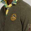 Gröna Ralph Lauren Bomberjackor i borstad fleece för män Gröna Ralph Lauren Bomberjackor i borstad fleece för män