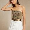 Gröna Ralph Lauren Cailin utsmyckade bomullsbustiertoppar för kvinnor Gröna Ralph Lauren Cailin utsmyckade bomullsbustiertoppar för kvinnor
