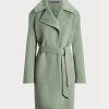 Gröna Ralph Lauren Cameo ull-kashmir-omslagsrockar för kvinnor Gröna Ralph Lauren Cameo ull-kashmir-omslagsrockar för kvinnor