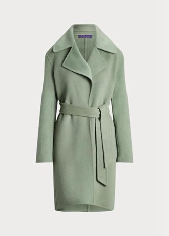 Gröna Ralph Lauren Cameo ull-kashmir-omslagsrockar för kvinnor