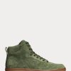 Gröna Ralph Lauren Court Sneakers i mocka för män Gröna Ralph Lauren Court Sneakers i mocka för män