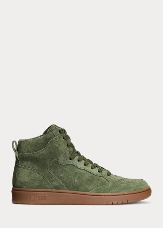 Gröna Ralph Lauren Court Sneakers i mocka för män