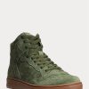 Gröna Ralph Lauren Court Sneakers i mocka för män Gröna Ralph Lauren Court Sneakers i mocka för män