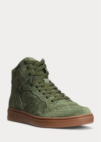 Gröna Ralph Lauren Court Sneakers i mocka för män