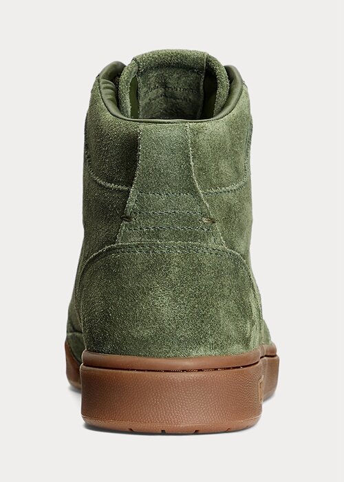 Gröna Ralph Lauren Court Sneakers i mocka för män Gröna Ralph Lauren Court Sneakers i mocka för män