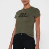 Gröna Ralph Lauren grafiska T-shirts med rund hals för kvinnor Gröna Ralph Lauren grafiska T-shirts med rund hals för kvinnor