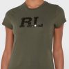 Gröna Ralph Lauren grafiska T-shirts med rund hals för kvinnor Gröna Ralph Lauren grafiska T-shirts med rund hals för kvinnor