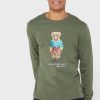 Gröna Ralph Lauren grafiska T-shirts med rund hals för män Gröna Ralph Lauren grafiska T-shirts med rund hals för män