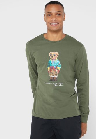 Gröna Ralph Lauren grafiska T-shirts med rund hals för män