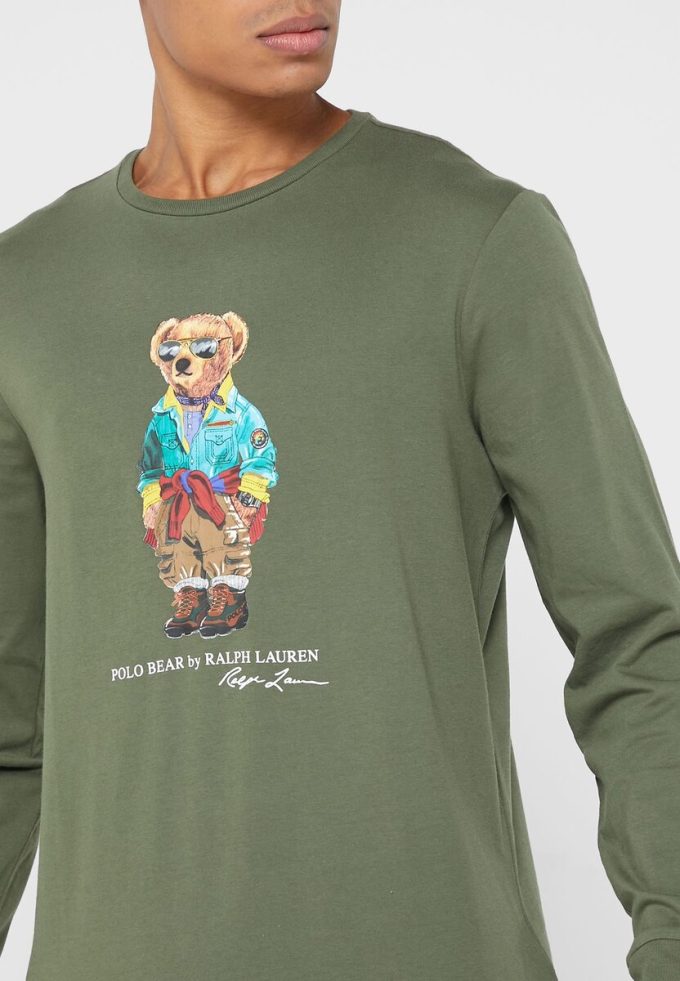 Gröna Ralph Lauren grafiska T-shirts med rund hals för män Gröna Ralph Lauren grafiska T-shirts med rund hals för män