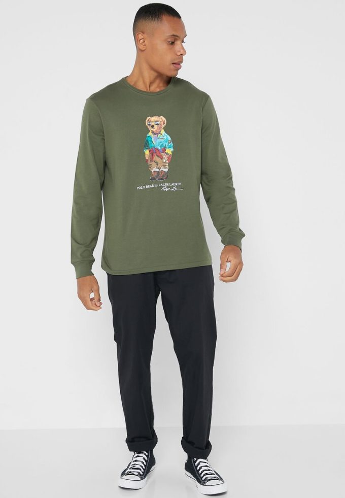 Gröna Ralph Lauren grafiska T-shirts med rund hals för män Gröna Ralph Lauren grafiska T-shirts med rund hals för män
