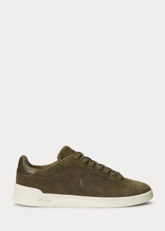 Gröna Ralph Lauren Heritage Court II Sneakers i mocka för män