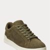 Gröna Ralph Lauren Heritage Court II Sneakers i mocka för män Gröna Ralph Lauren Heritage Court II Sneakers i mocka för män