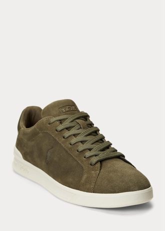 Gröna Ralph Lauren Heritage Court II Sneakers i mocka för män
