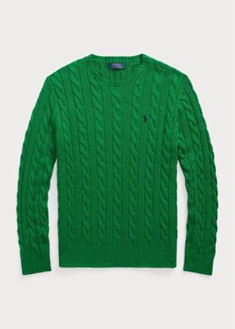 Gröna Ralph Lauren kabelstickade bomullströjor för män