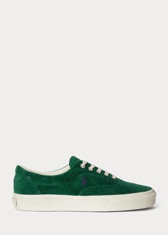 Gröna Ralph Lauren Keaton Corduroy Sneakers för män