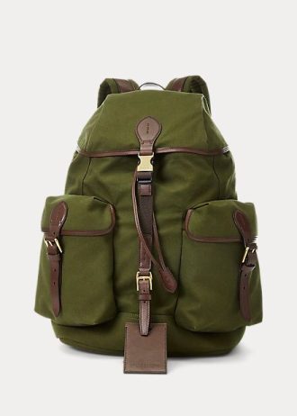 Gröna Ralph Lauren läder-trim canvas ryggsäckar för män