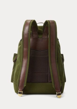 Gröna Ralph Lauren läder-trim canvas ryggsäckar för män