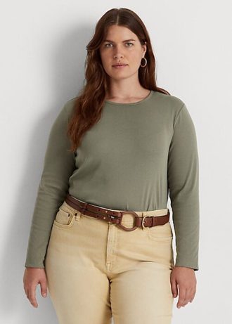 Gröna Ralph Lauren långärmade toppar i bomullsblandning för kvinnor