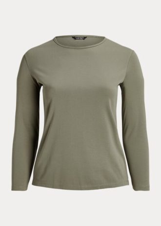 Gröna Ralph Lauren långärmade toppar i bomullsblandning för kvinnor