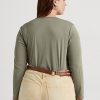Gröna Ralph Lauren långärmade toppar i bomullsblandning för kvinnor Gröna Ralph Lauren långärmade toppar i bomullsblandning för kvinnor