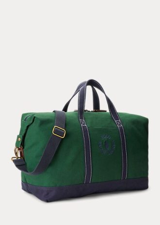 Gröna Ralph Lauren-logotyp-broderade canvasväskor för män