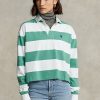 Gröna Ralph Lauren randiga rugbytröjor i randig jersey för kvinnor Gröna Ralph Lauren randiga rugbytröjor i randig jersey för kvinnor