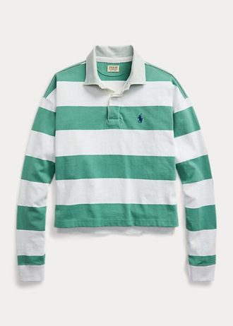 Gröna Ralph Lauren randiga rugbytröjor i randig jersey för kvinnor Gröna Ralph Lauren randiga rugbytröjor i randig jersey för kvinnor