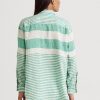 Gröna Ralph Lauren randiga överdimensionerade linneskjortor för kvinnor Gröna Ralph Lauren randiga överdimensionerade linneskjortor för kvinnor