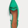 Gröna Ralph Lauren Silk-Blend Satin Slingback Flat Shoes för kvinnor