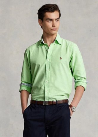 Gröna Ralph Lauren Slim Fit Oxford-skjortor för män