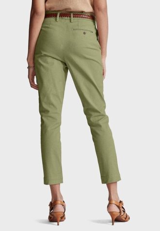 Gröna Ralph Lauren Straight Cropped byxor för kvinnor